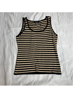 Women's George Striped Tank Top Black Beige Size M